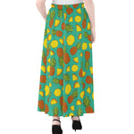 Tropical Pineapples Pattern Print Chiffon Maxi Skirt