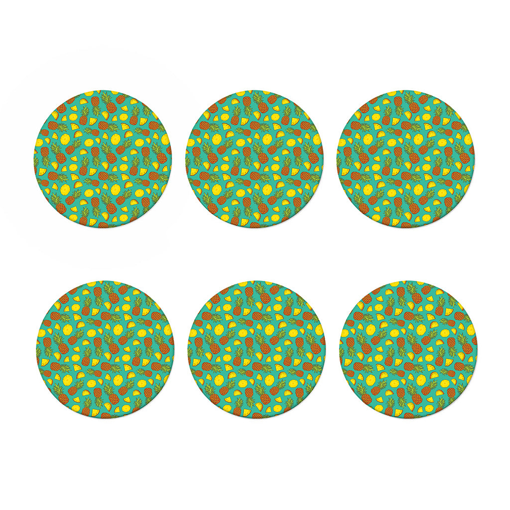 Tropical Pineapples Pattern Print Coaster Set