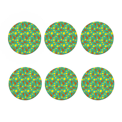 Tropical Pineapples Pattern Print Coaster Set