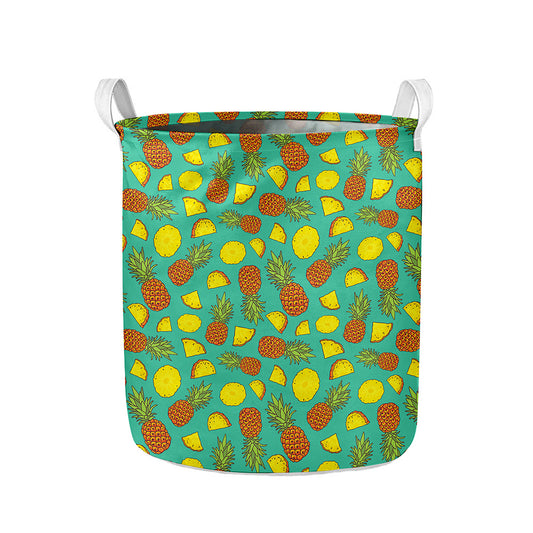 Tropical Pineapples Pattern Print Collapsible Laundry Basket
