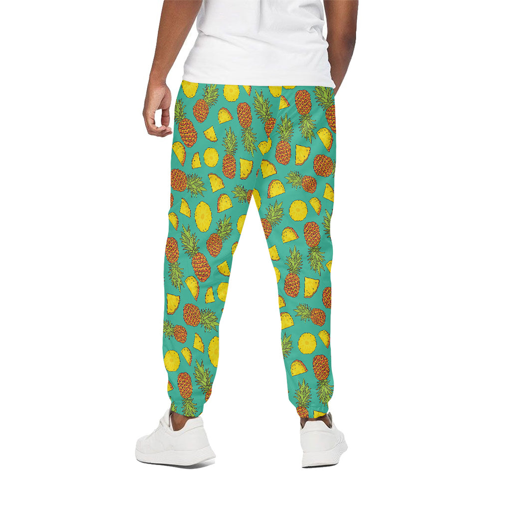 Tropical Pineapples Pattern Print Cotton Pants