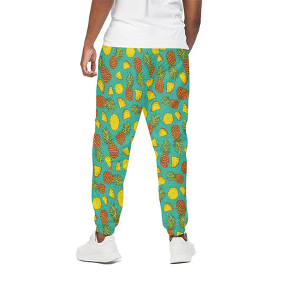 Tropical Pineapples Pattern Print Cotton Pants