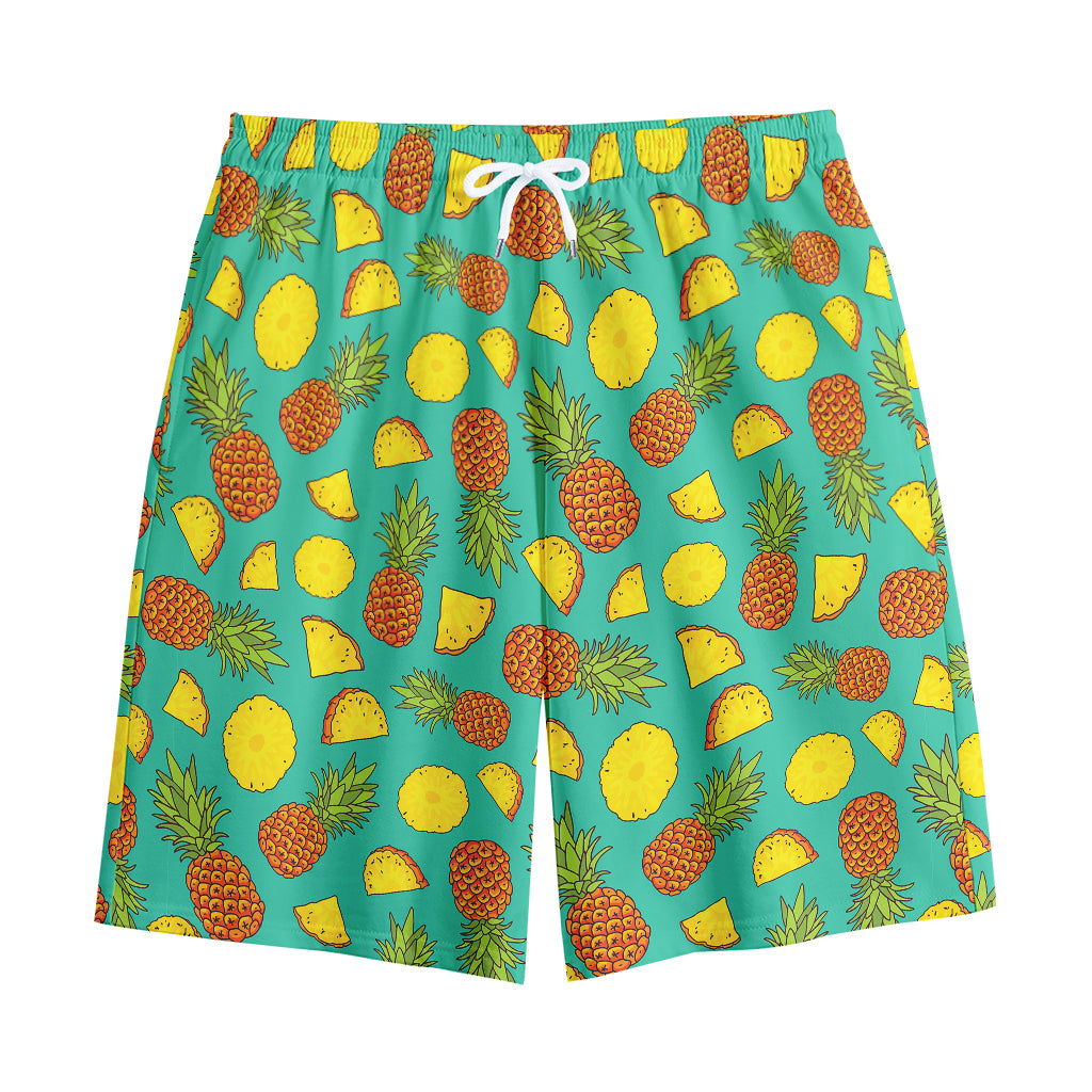 Tropical Pineapples Pattern Print Cotton Shorts
