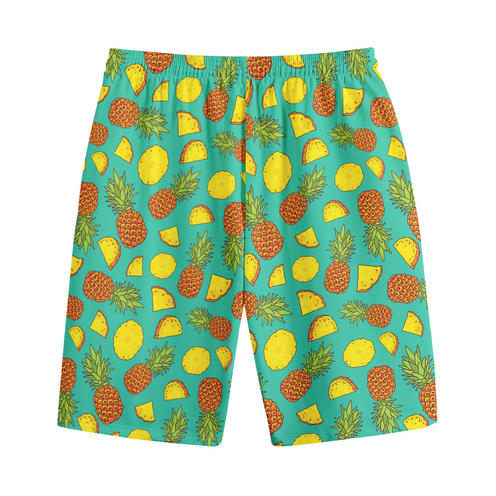 Tropical Pineapples Pattern Print Cotton Shorts
