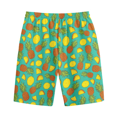 Tropical Pineapples Pattern Print Cotton Shorts