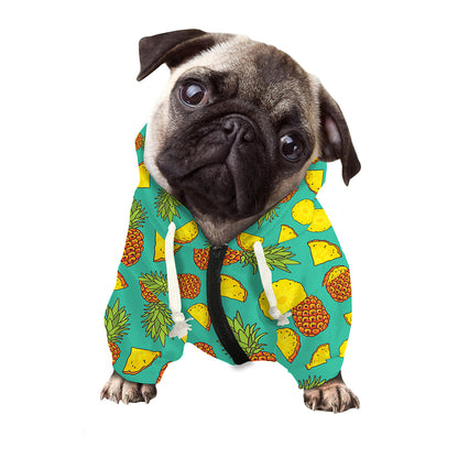 Tropical Pineapples Pattern Print Dog Zip Up Hoodie