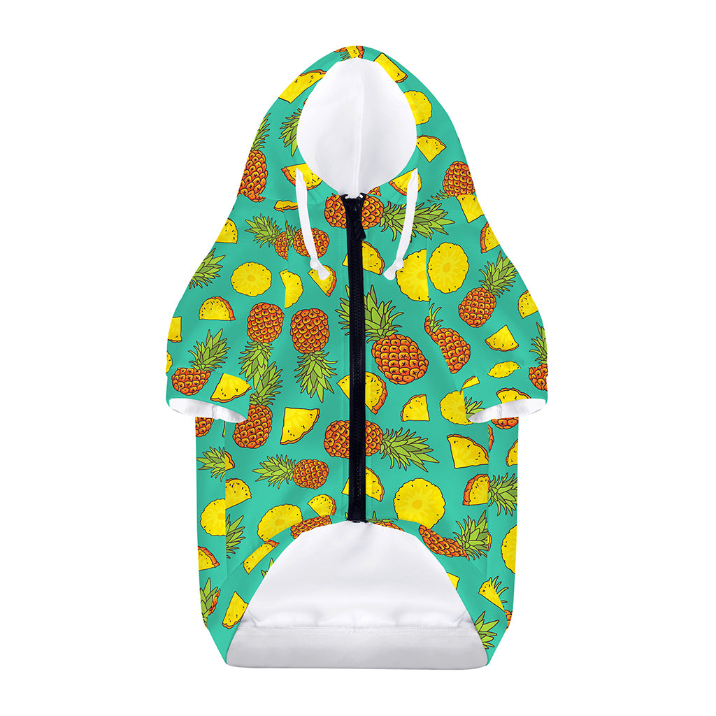 Tropical Pineapples Pattern Print Dog Zip Up Hoodie