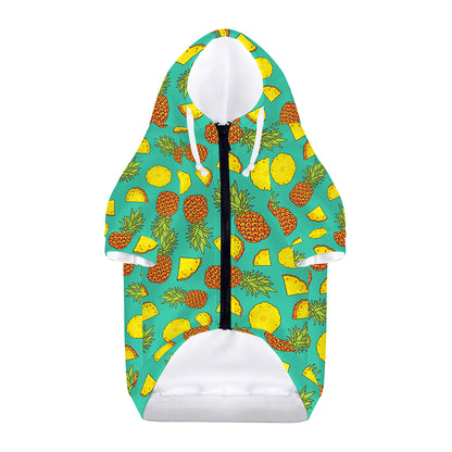 Tropical Pineapples Pattern Print Dog Zip Up Hoodie