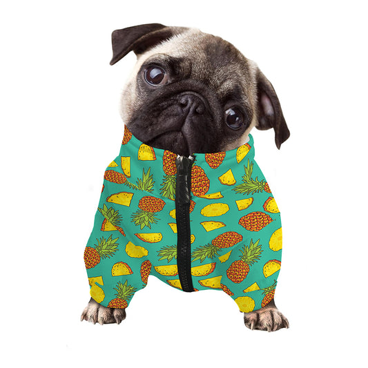 Tropical Pineapples Pattern Print Dog Zip Up Jacket