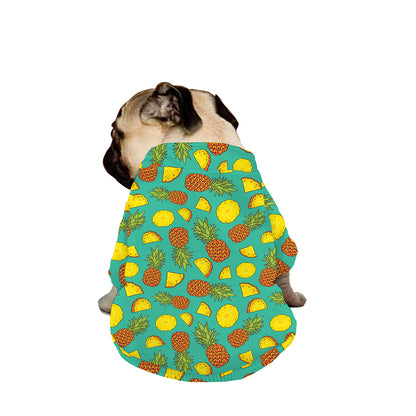Tropical Pineapples Pattern Print Dog Zip Up Jacket