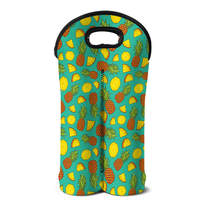 Tropical Pineapples Pattern Print Double Neoprene Wine Tote