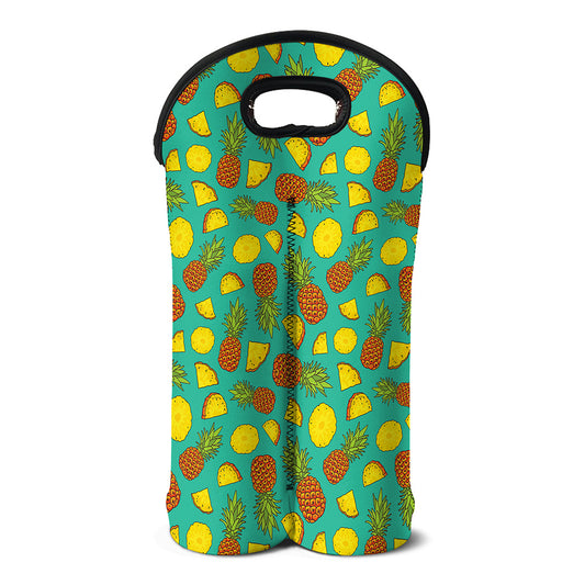 Tropical Pineapples Pattern Print Double Neoprene Wine Tote