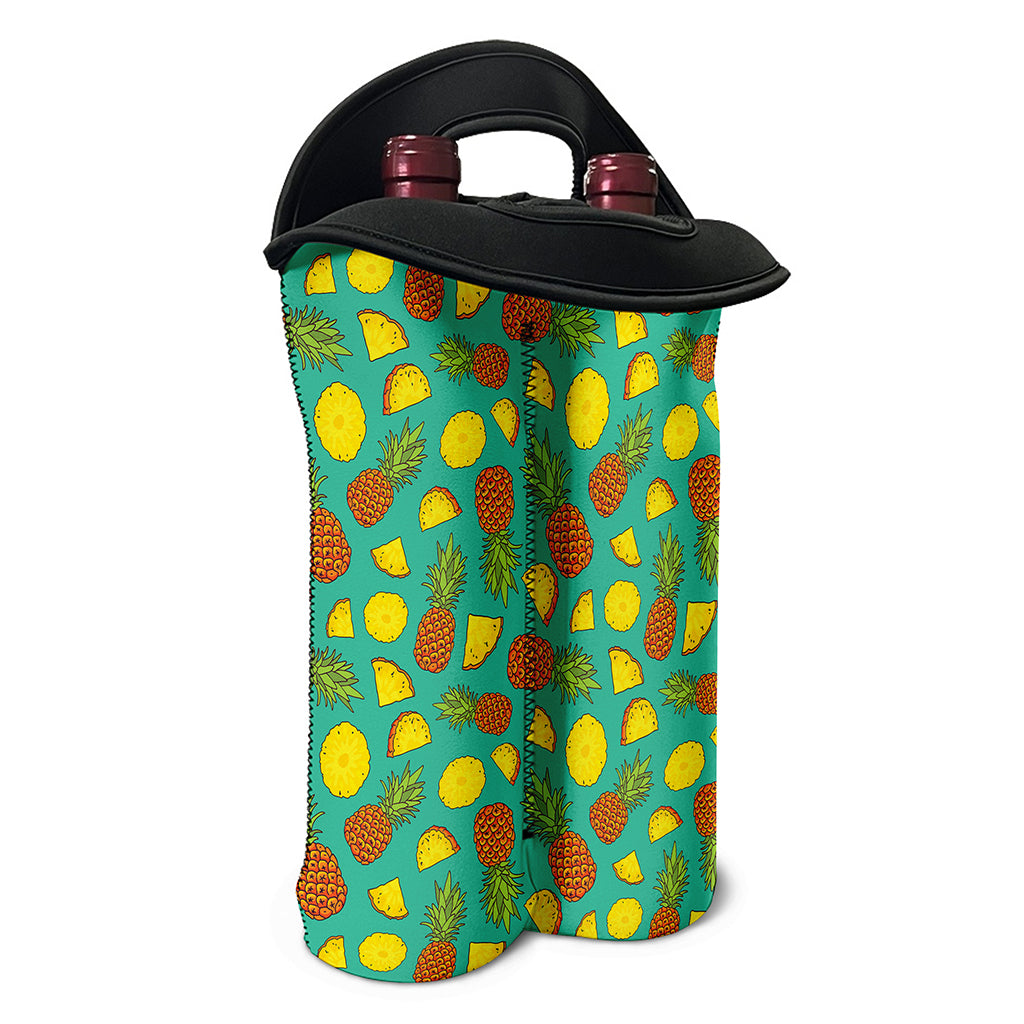Tropical Pineapples Pattern Print Double Neoprene Wine Tote
