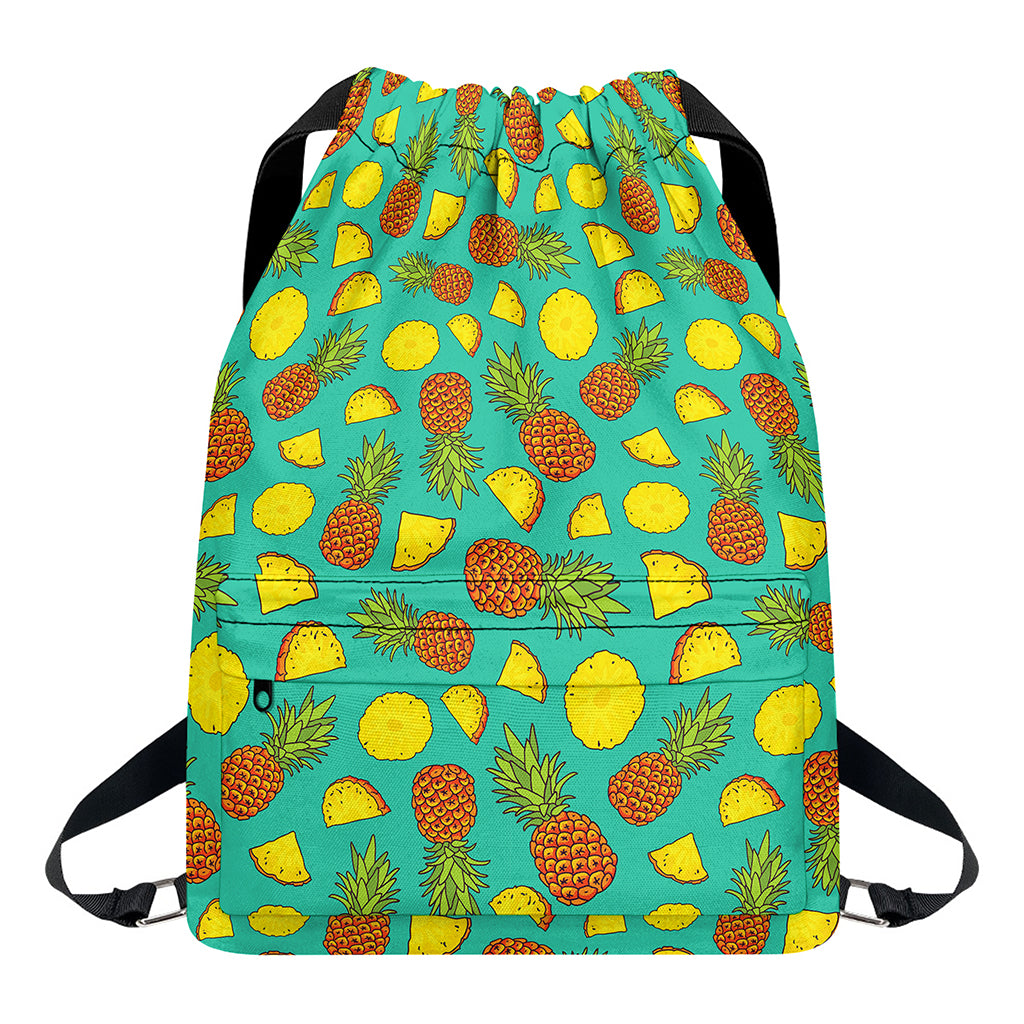Tropical Pineapples Pattern Print Drawstring Backpack