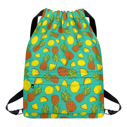 Tropical Pineapples Pattern Print Drawstring Backpack