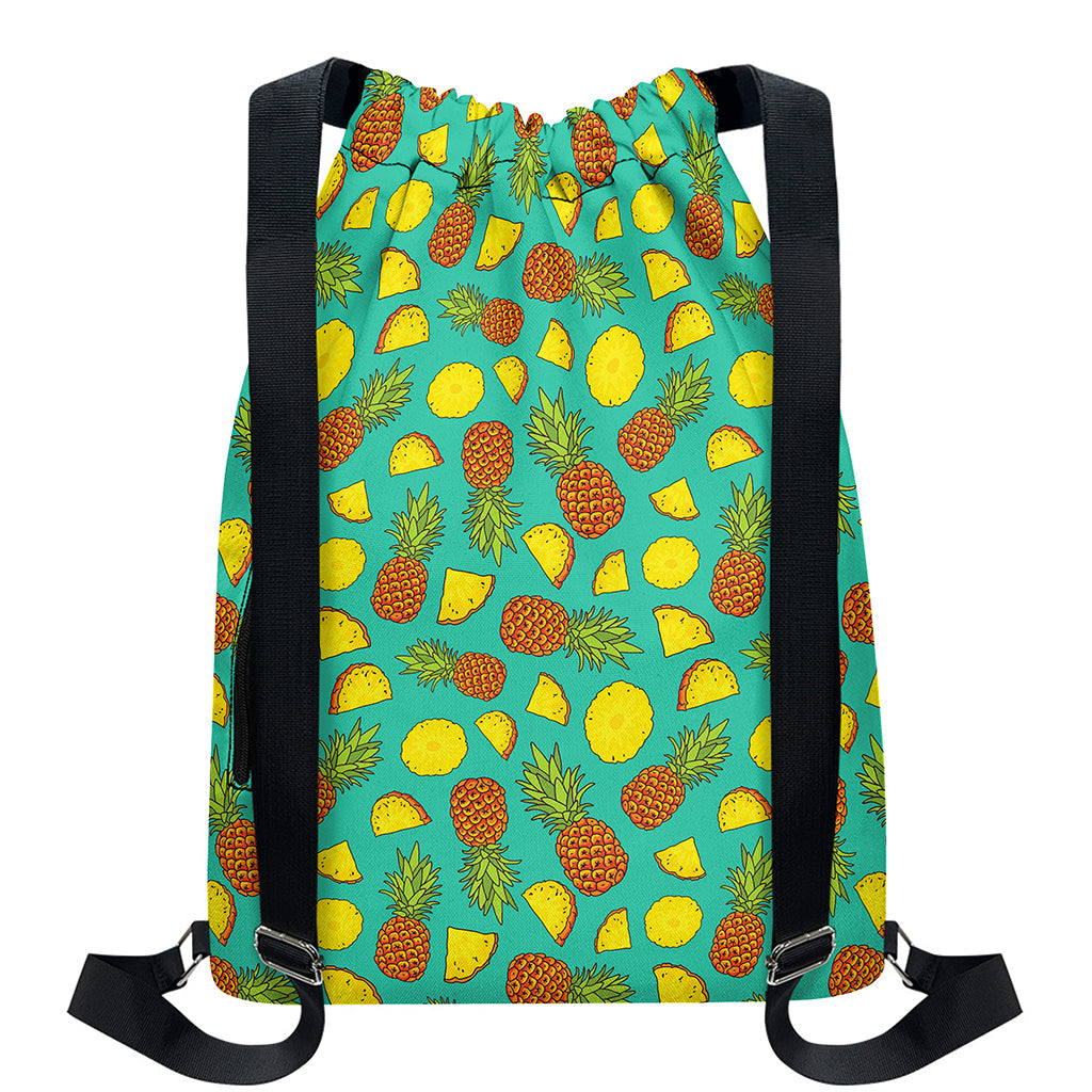 Tropical Pineapples Pattern Print Drawstring Backpack
