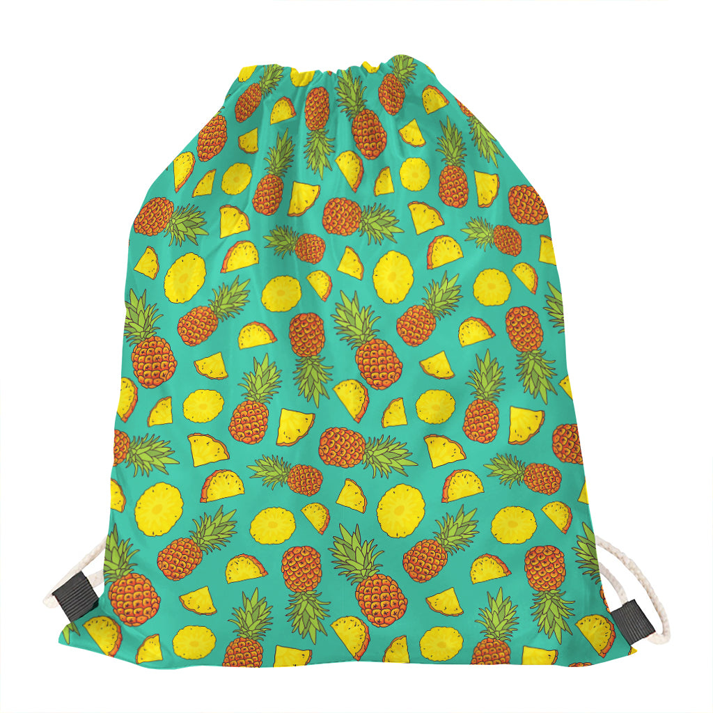 Tropical Pineapples Pattern Print Drawstring Bag