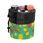 Tropical Pineapples Pattern Print Drawstring Makeup Bag