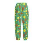 Tropical Pineapples Pattern Print Fleece Lined Knit Pants