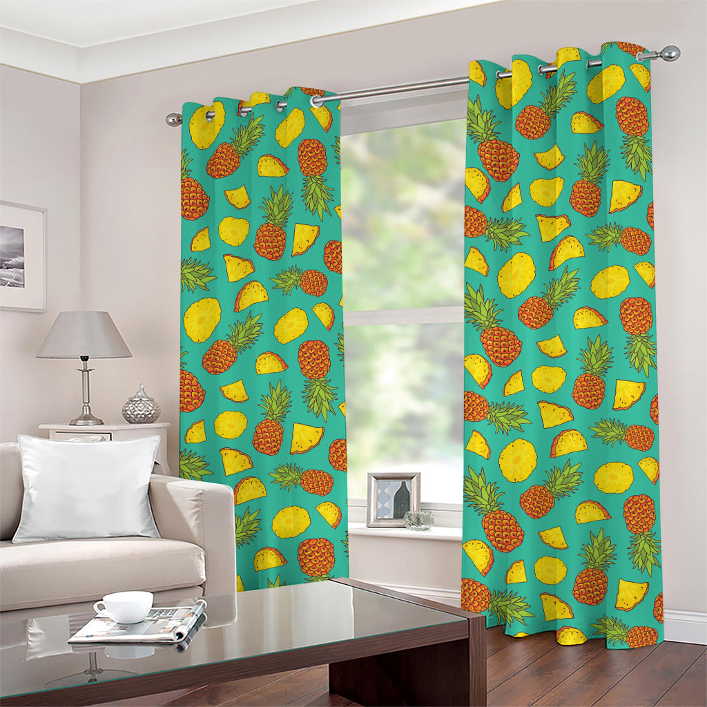 Tropical Pineapples Pattern Print Grommet Curtains