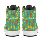 Tropical Pineapples Pattern Print High Top Leather Sneakers