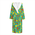 Tropical Pineapples Pattern Print Hooded Bathrobe