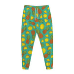 Tropical Pineapples Pattern Print Jogger Pants