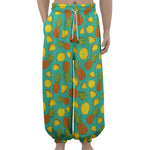 Tropical Pineapples Pattern Print Lantern Pants
