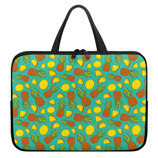 Tropical Pineapples Pattern Print Laptop Sleeve With Handle