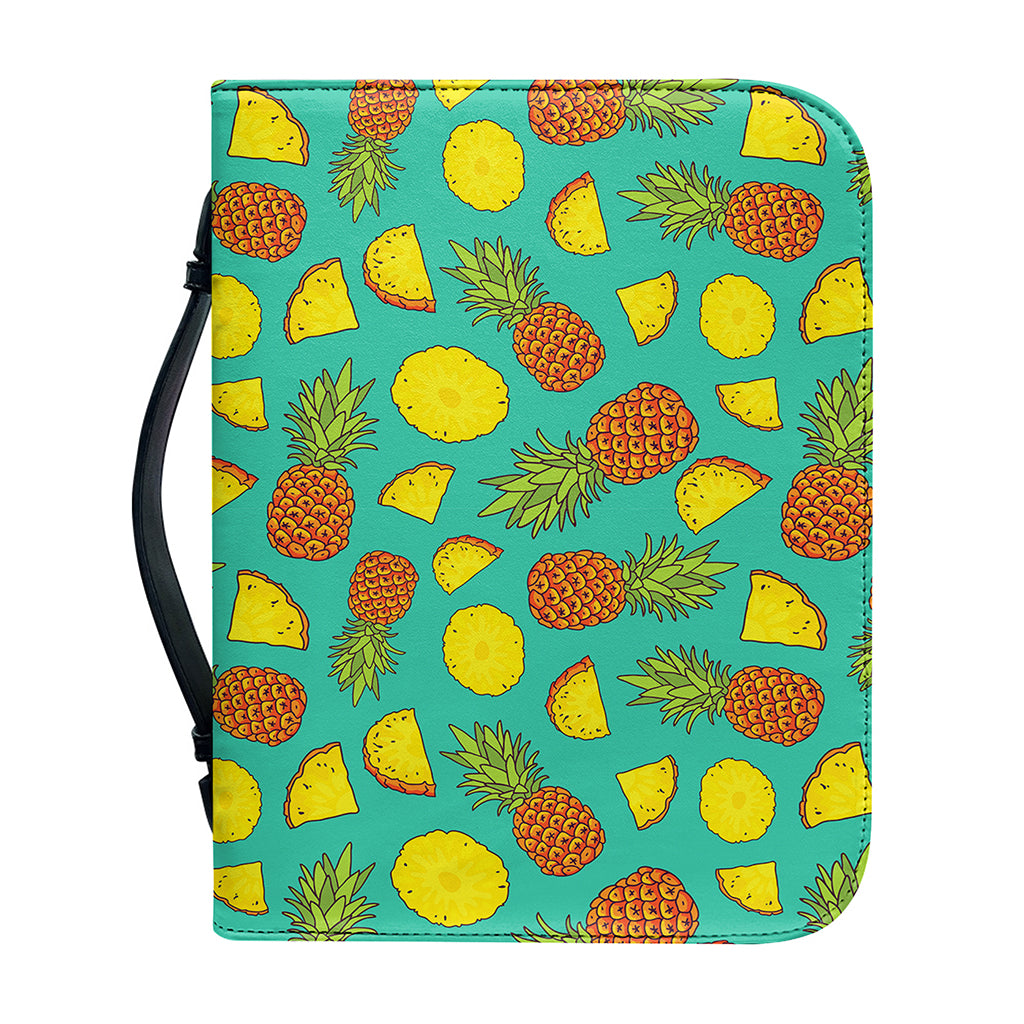 Tropical Pineapples Pattern Print Leather Bible Cover