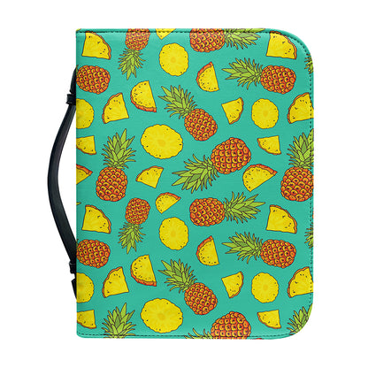 Tropical Pineapples Pattern Print Leather Bible Cover