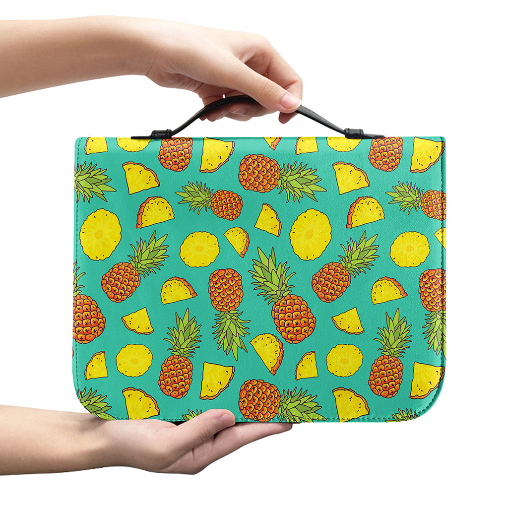 Tropical Pineapples Pattern Print Leather Bible Cover