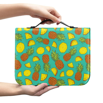 Tropical Pineapples Pattern Print Leather Bible Cover