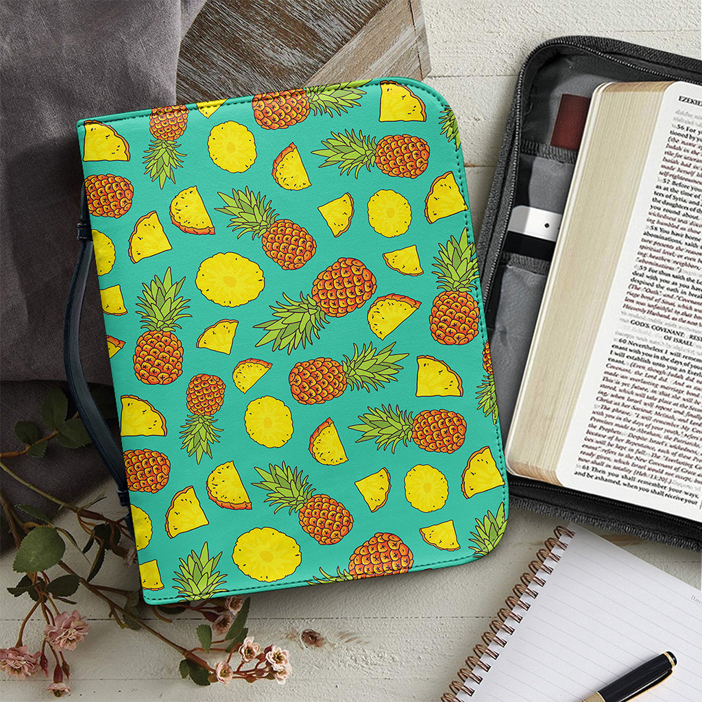 Tropical Pineapples Pattern Print Leather Bible Cover