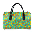 Tropical Pineapples Pattern Print Leather Duffel Bag