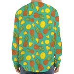 Tropical Pineapples Pattern Print Long Sleeve Baseball Jersey