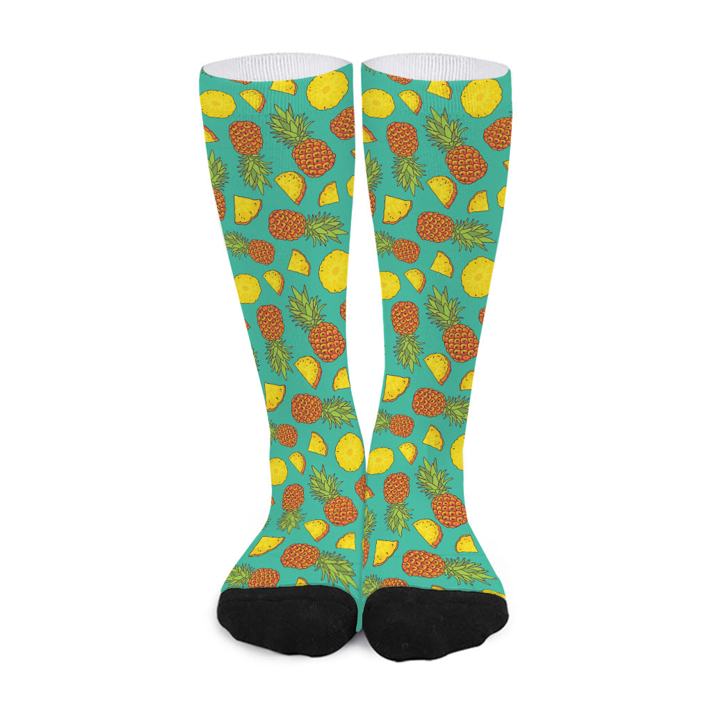 Tropical Pineapples Pattern Print Long Socks
