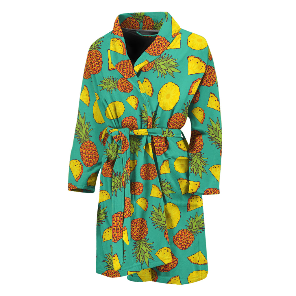 Tropical Pineapples Pattern Print Men's Bathrobe