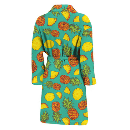 Tropical Pineapples Pattern Print Men's Bathrobe