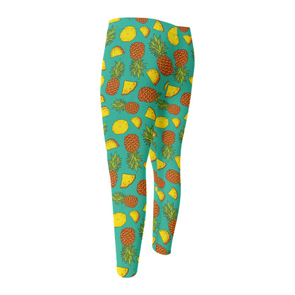 Tropical Pineapples Pattern Print Men's Compression Pants