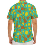 Tropical Pineapples Pattern Print Men's Deep V-Neck Shirt
