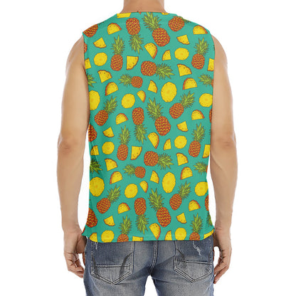 Tropical Pineapples Pattern Print Men's Fitness Tank Top