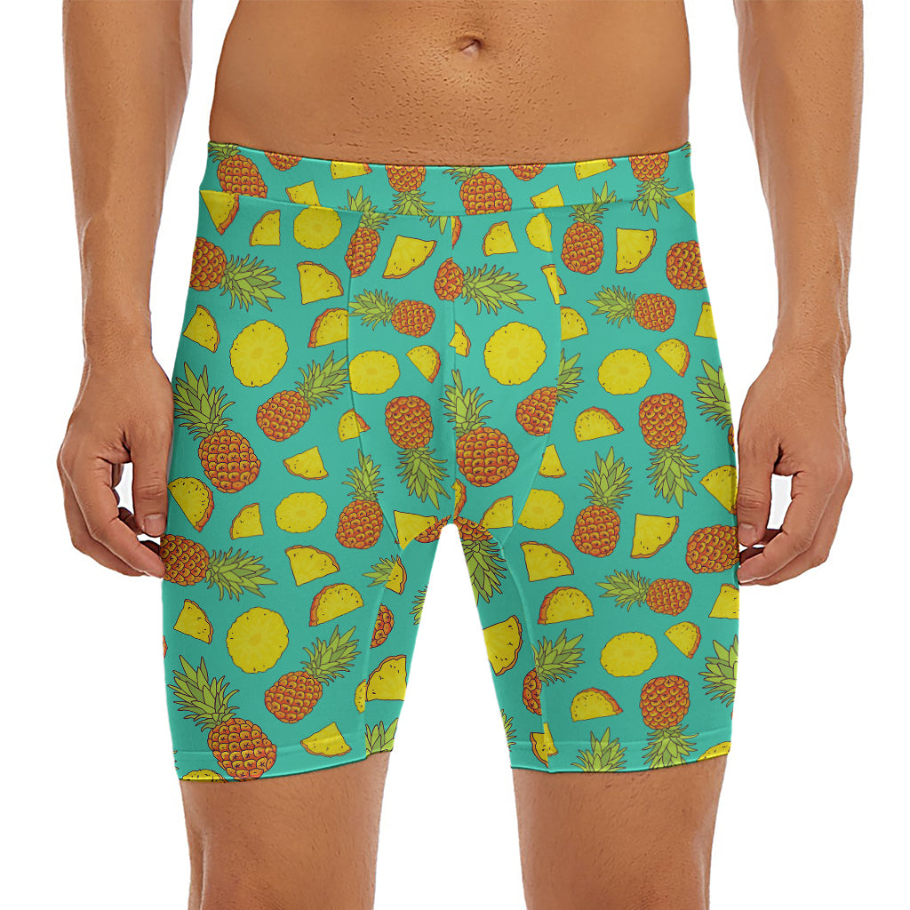 Tropical Pineapples Pattern Print Men's Long Boxer Briefs