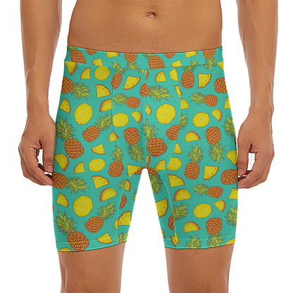 Tropical Pineapples Pattern Print Men's Long Boxer Briefs