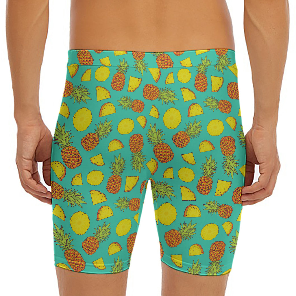 Tropical Pineapples Pattern Print Men's Long Boxer Briefs