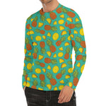Tropical Pineapples Pattern Print Men's Long Sleeve Rash Guard