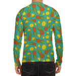 Tropical Pineapples Pattern Print Men's Long Sleeve Rash Guard