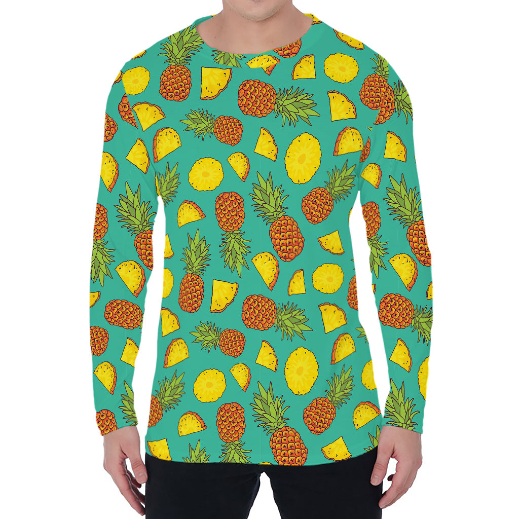 Tropical Pineapples Pattern Print Men's Long Sleeve T-Shirt