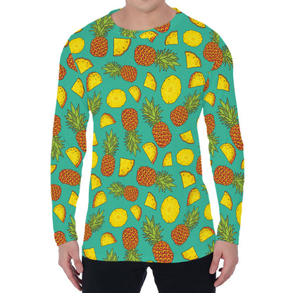 Tropical Pineapples Pattern Print Men's Long Sleeve T-Shirt