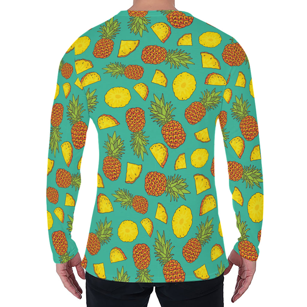 Tropical Pineapples Pattern Print Men's Long Sleeve T-Shirt